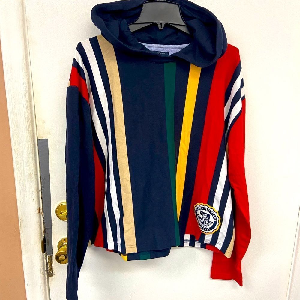 Rare Tommy Hilfiger 90s Inspired Color Blocking Hoody Sweater size XL
